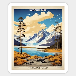 Tierra del Fuego National Park Argentina Vintage Tourism Poster Sticker